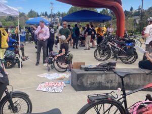 View of people at rally at Jimi Hendrix Park