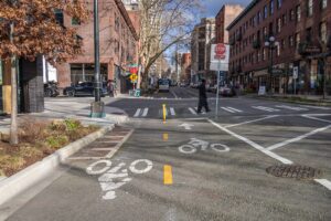Looking at the bike route gap eastbound on Yesler Way